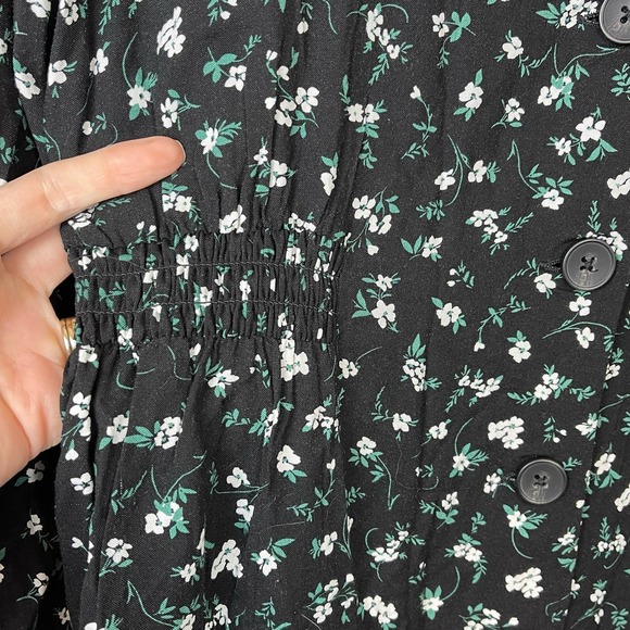 Abound Black Floral Daydreamer Long Sleeve Button Front Mini Dress NWT Large - Picture 6 of 8